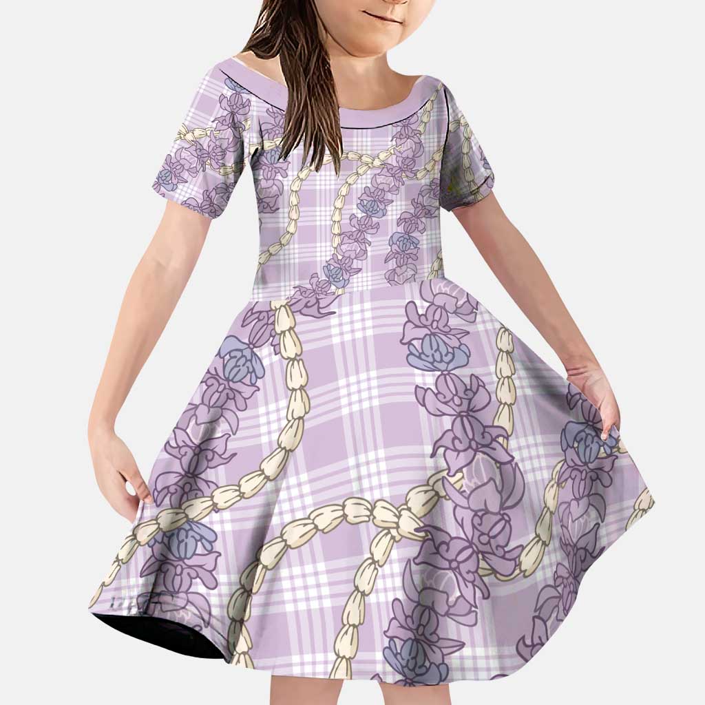Pua Kalaunu Lei Family Matching Off The Shoulder Long Sleeve Dress and Hawaiian Shirt Palaka Pattern