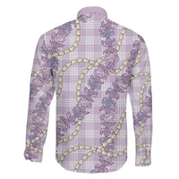 Pua Kalaunu Lei Family Matching Off The Shoulder Long Sleeve Dress and Hawaiian Shirt Palaka Pattern
