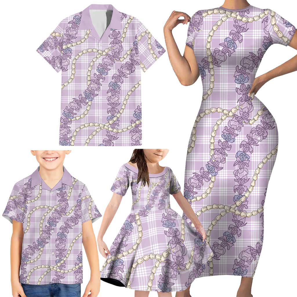 Pua Kalaunu Lei Family Matching Short Sleeve Bodycon Dress and Hawaiian Shirt Palaka Pattern