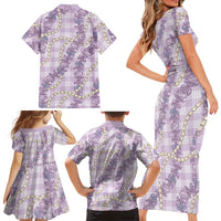 Pua Kalaunu Lei Family Matching Short Sleeve Bodycon Dress and Hawaiian Shirt Palaka Pattern