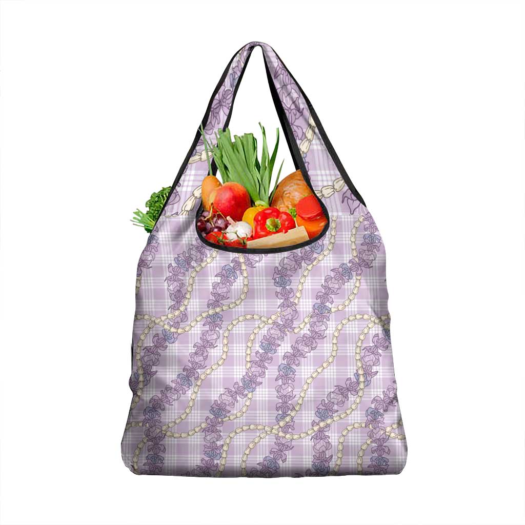 Pua Kalaunu Lei Grocery Bag Palaka Pattern