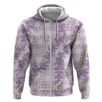 Pua Kalaunu Lei Hoodie Palaka Pattern LT01 Zip Hoodie Purple - Polynesian Pride