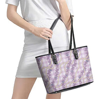 Pua Kalaunu Lei Leather Tote Bag Palaka Pattern LT01 - Polynesian Pride