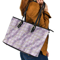 Pua Kalaunu Lei Leather Tote Bag Palaka Pattern LT01 - Polynesian Pride