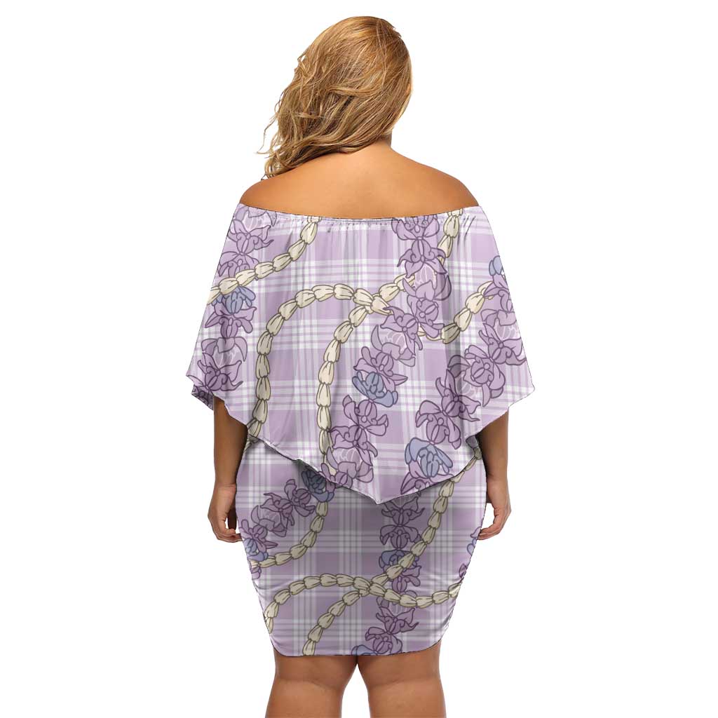 Pua Kalaunu Lei Off Shoulder Short Dress Palaka Pattern LT01 - Polynesian Pride