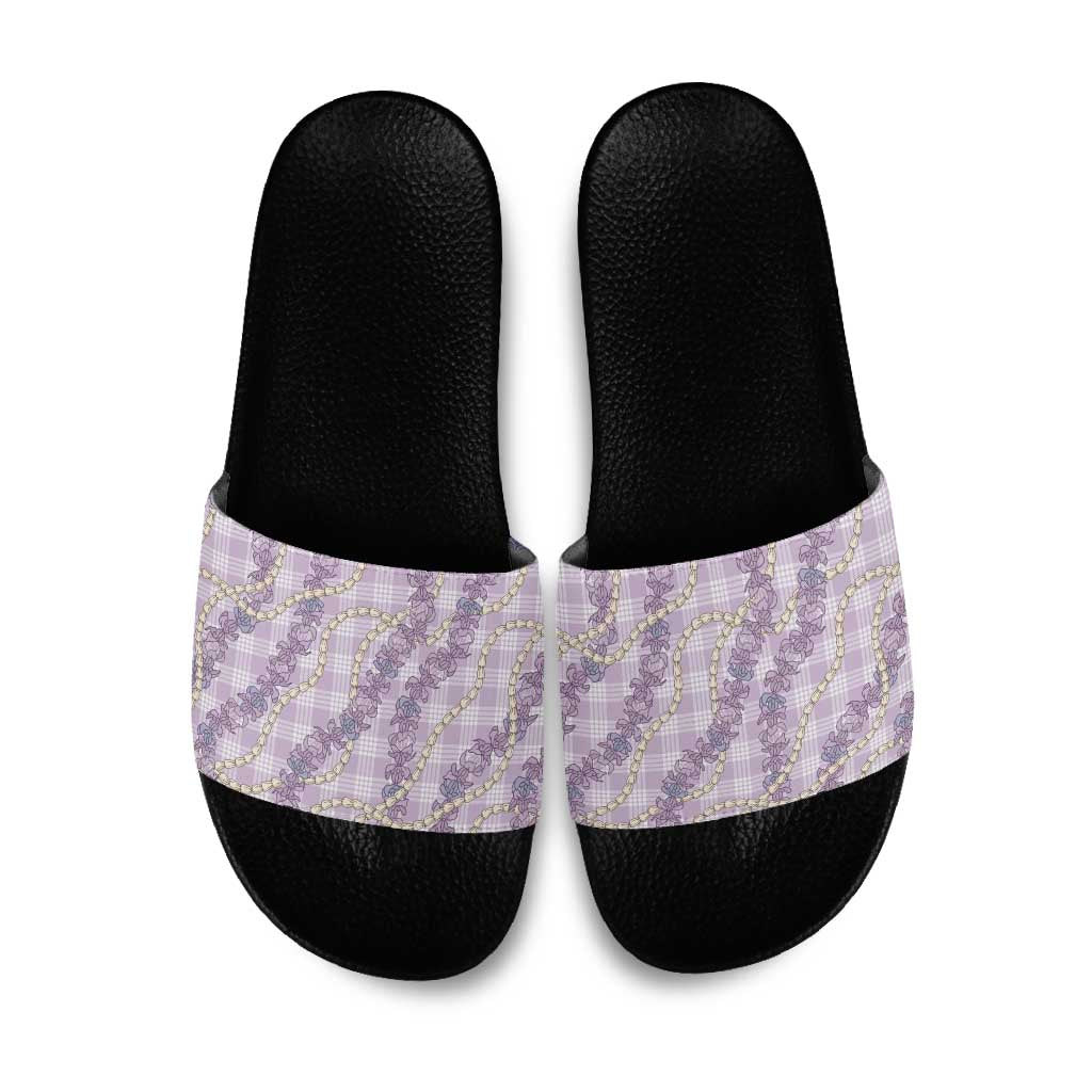 Pua Kalaunu Lei Slide Sandals Palaka Pattern