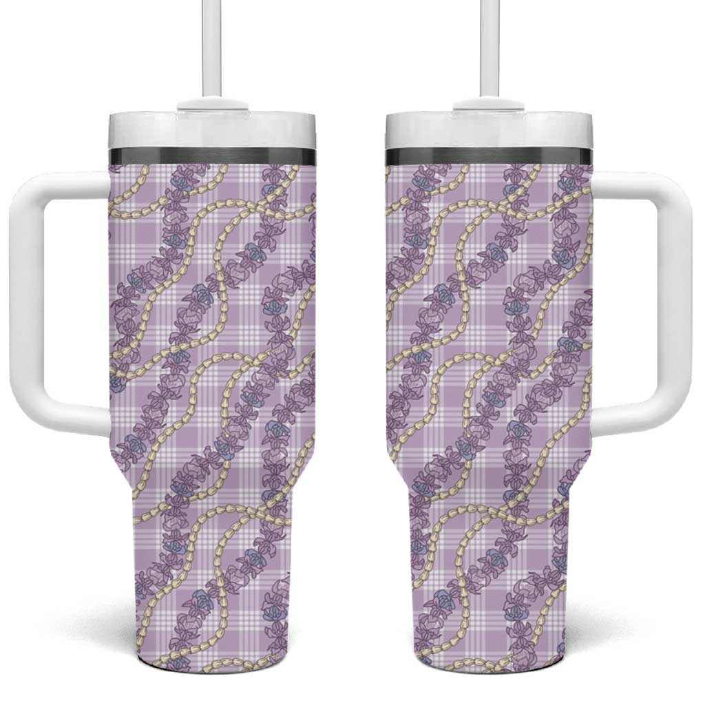 Pua Kalaunu Lei Tumbler With Handle Palaka Pattern