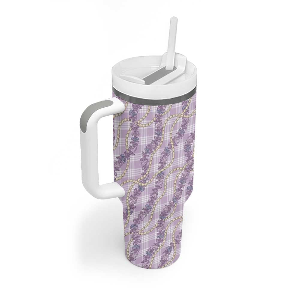 Pua Kalaunu Lei Tumbler With Handle Palaka Pattern
