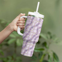 Pua Kalaunu Lei Tumbler With Handle Palaka Pattern