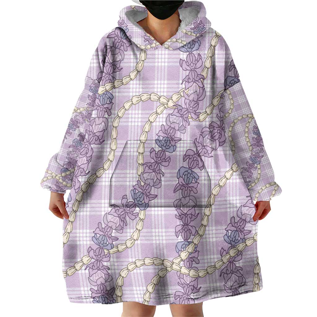 Pua Kalaunu Lei Wearable Blanket Hoodie Palaka Pattern