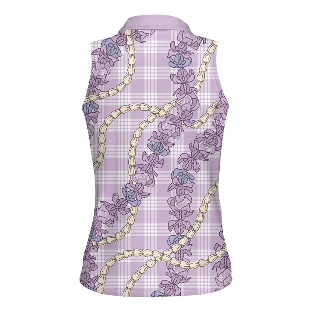 Pua Kalaunu Lei Women Sleeveless Polo Shirt Palaka Pattern LT01 - Polynesian Pride