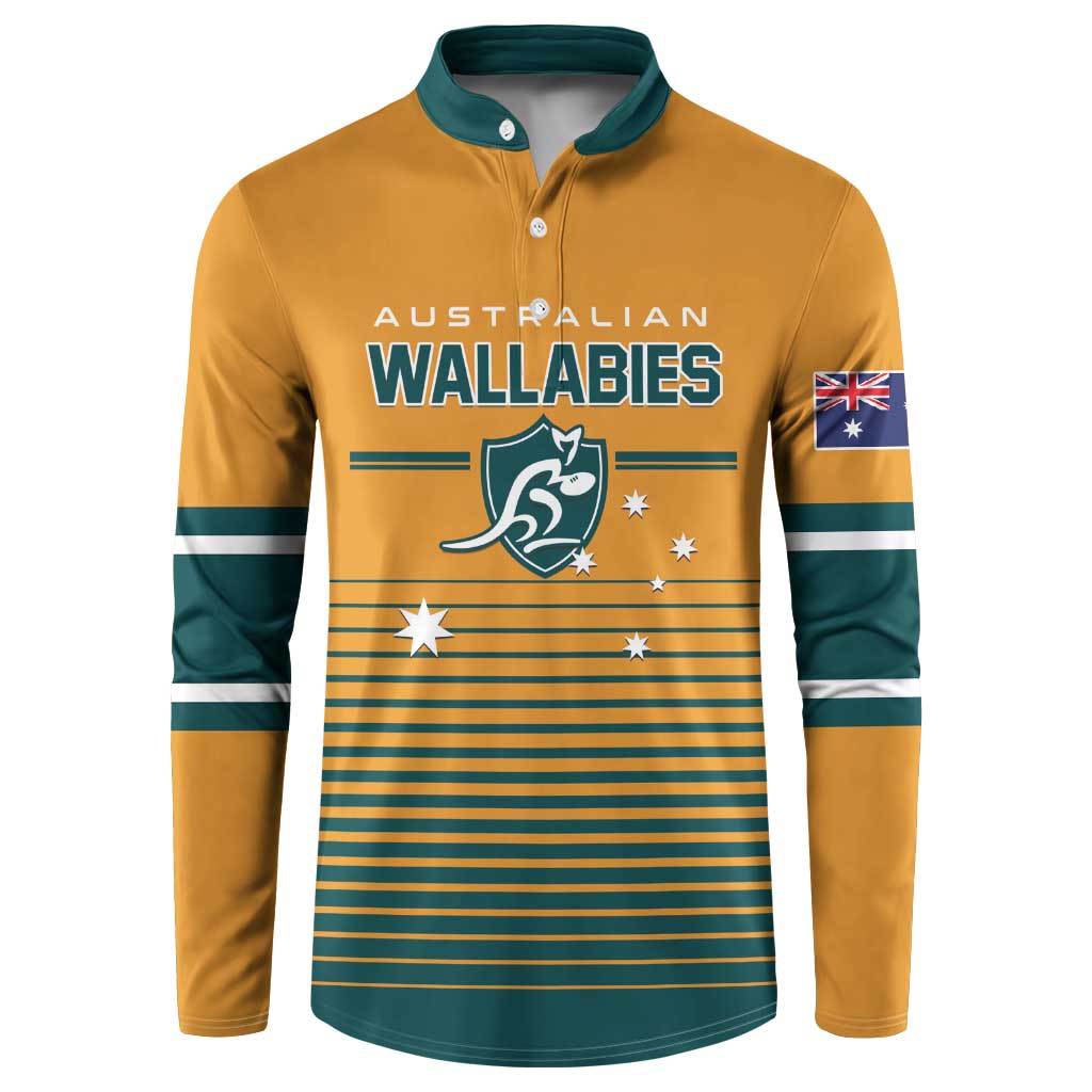 Custom Rugby Australia Button Sweatshirt Junior Wallabies Go Champions LT01 Yellow - Polynesian Pride