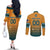 Custom Rugby Australia Couples Matching Off The Shoulder Long Sleeve Dress and Long Sleeve Button Shirt Junior Wallabies Go Champions