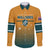 Custom Rugby Australia Family Matching Off The Shoulder Long Sleeve Dress and Hawaiian Shirt Junior Wallabies Go Champions