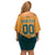 Custom Rugby Australia Family Matching Off Shoulder Short Dress and Hawaiian Shirt Junior Wallabies Go Champions