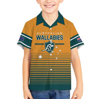 Custom Rugby Australia Family Matching Short Sleeve Bodycon Dress and Hawaiian Shirt Junior Wallabies Go Champions