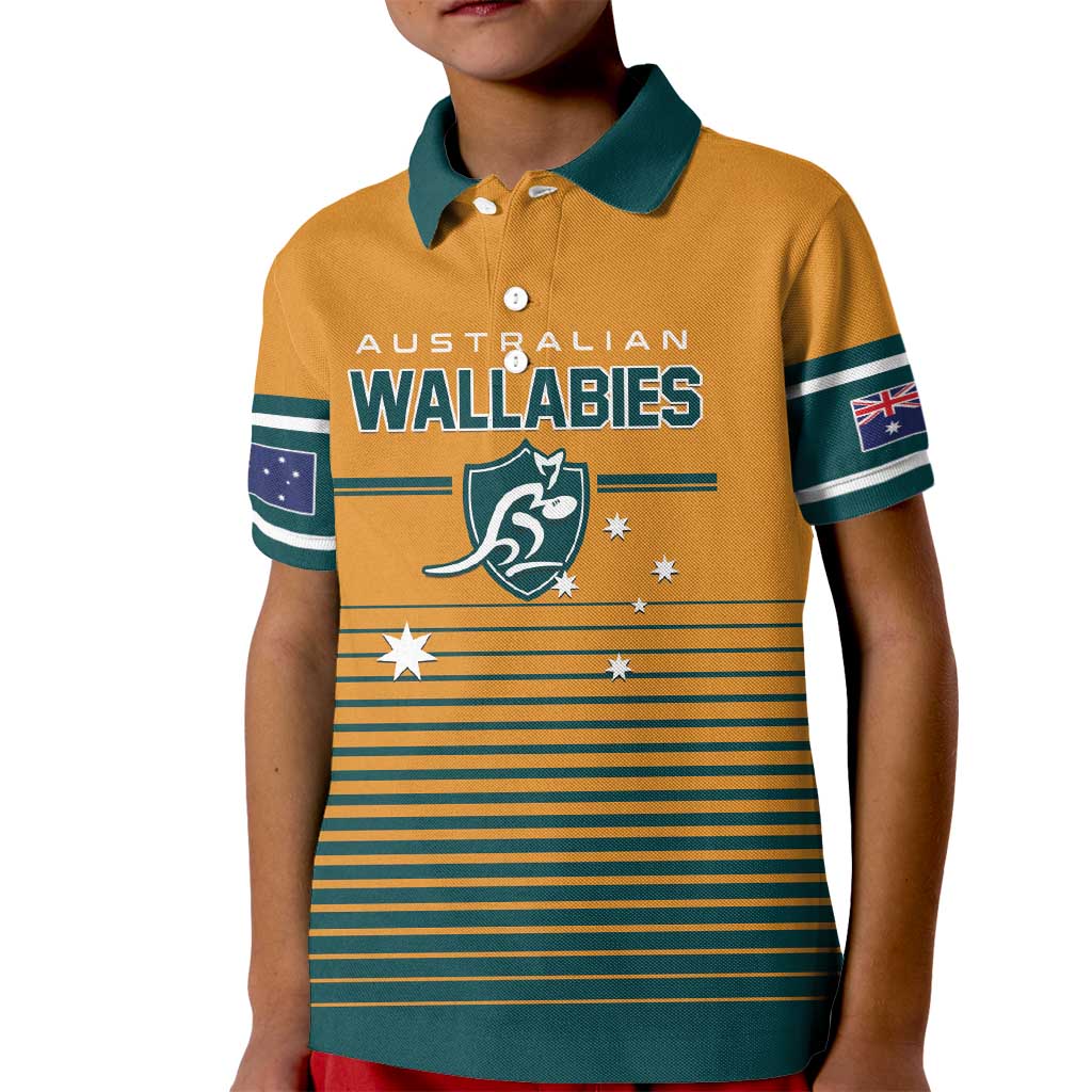 Custom Rugby Australia Kid Polo Shirt Junior Wallabies Go Champions LT01 Kid Yellow - Polynesian Pride