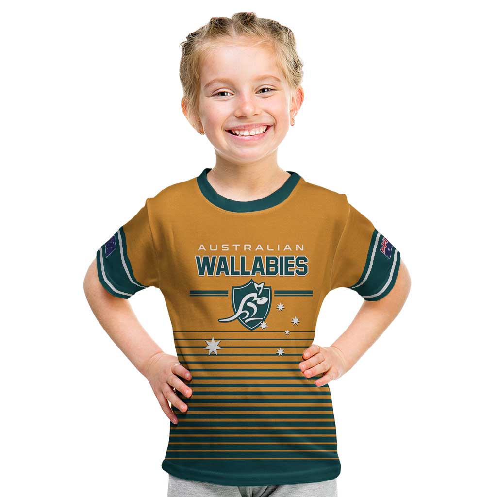 Custom Rugby Australia Kid T Shirt Junior Wallabies Go Champions LT01 Yellow - Polynesian Pride