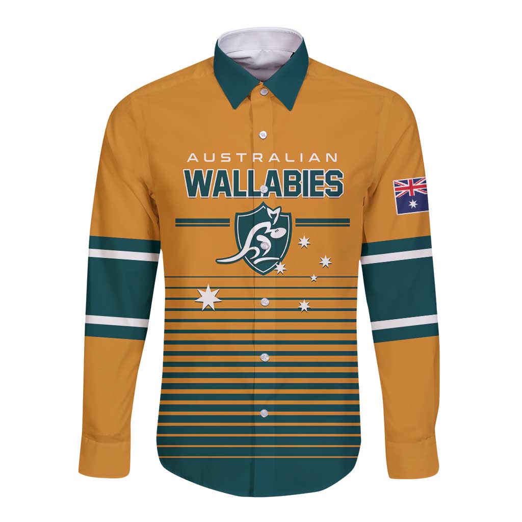 Custom Rugby Australia Long Sleeve Button Shirt Junior Wallabies Go Champions LT01 Unisex Yellow - Polynesian Pride