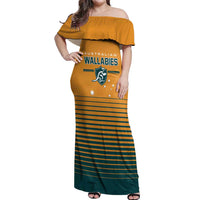 Custom Rugby Australia Off Shoulder Maxi Dress Junior Wallabies Go Champions
