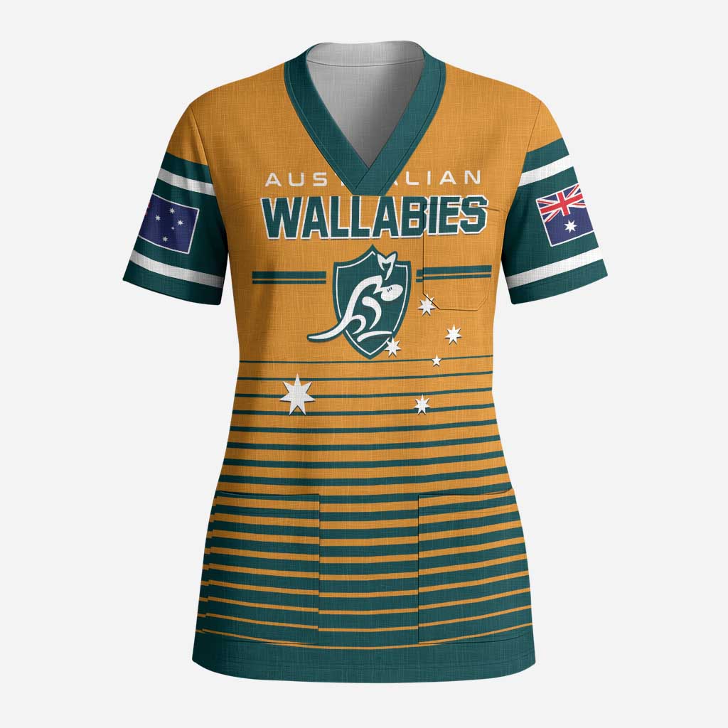 Custom Rugby Australia Scrub Top Junior Wallabies Go Champions LT01 Adult Yellow - Polynesian Pride