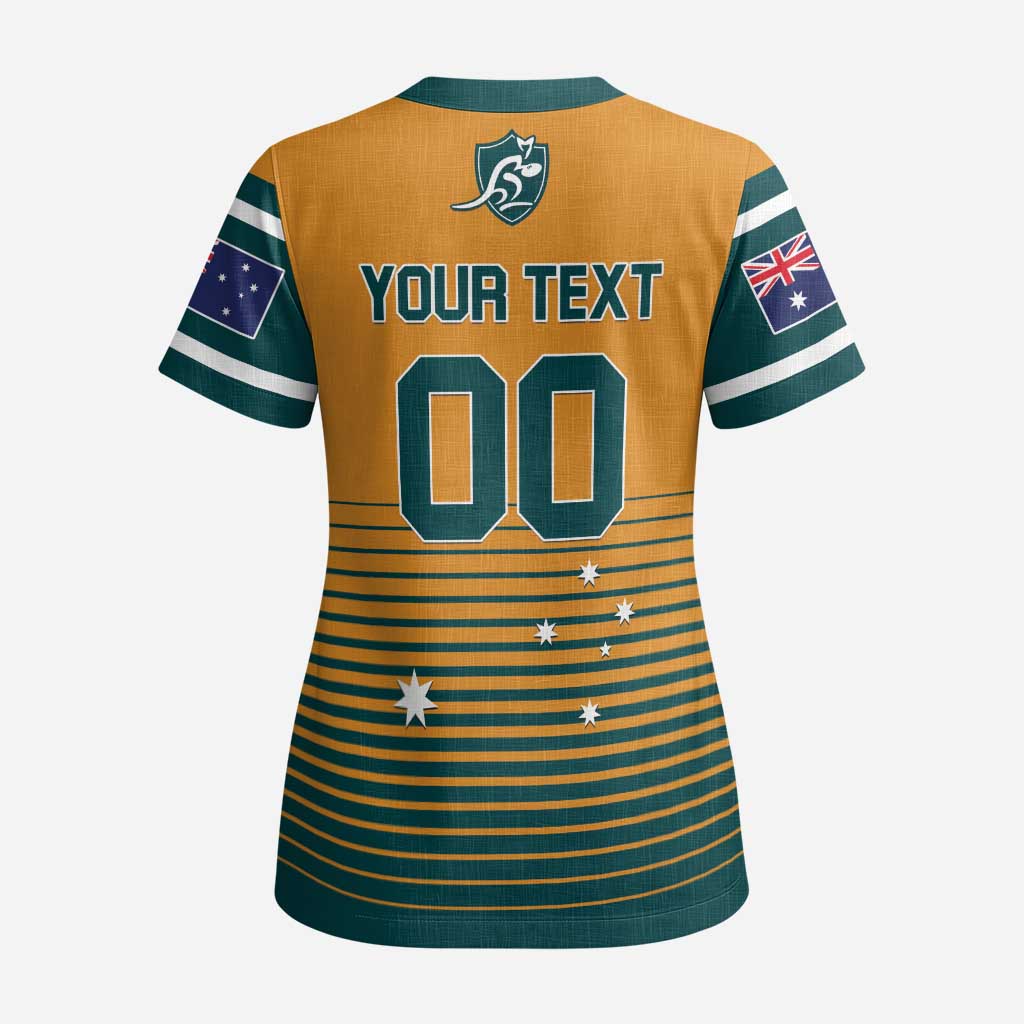 Custom Rugby Australia Scrub Top Junior Wallabies Go Champions - Polynesian Pride