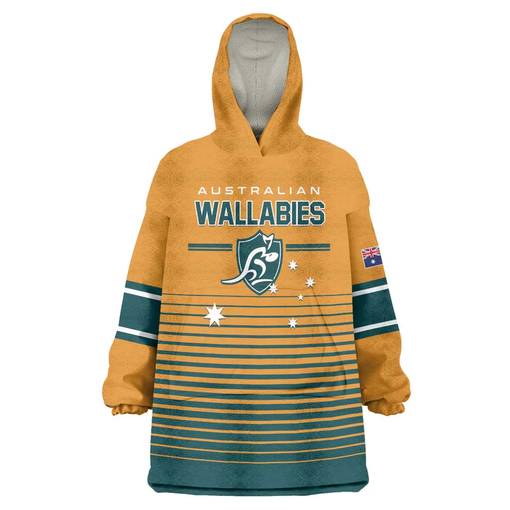 Custom Rugby Australia Wearable Blanket Hoodie Junior Wallabies Go Champions LT01 One Size Yellow - Polynesian Pride