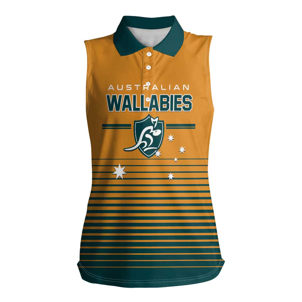Custom Rugby Australia Women Sleeveless Polo Shirt Junior Wallabies Go Champions LT01 Female Yellow - Polynesian Pride