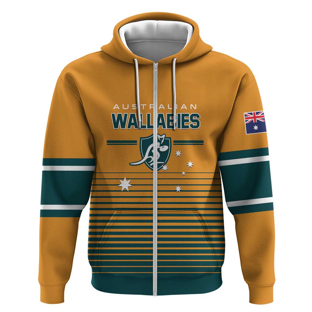 Custom Rugby Australia Zip Hoodie Junior Wallabies Go Champions LT01 Zip Hoodie Yellow - Polynesian Pride