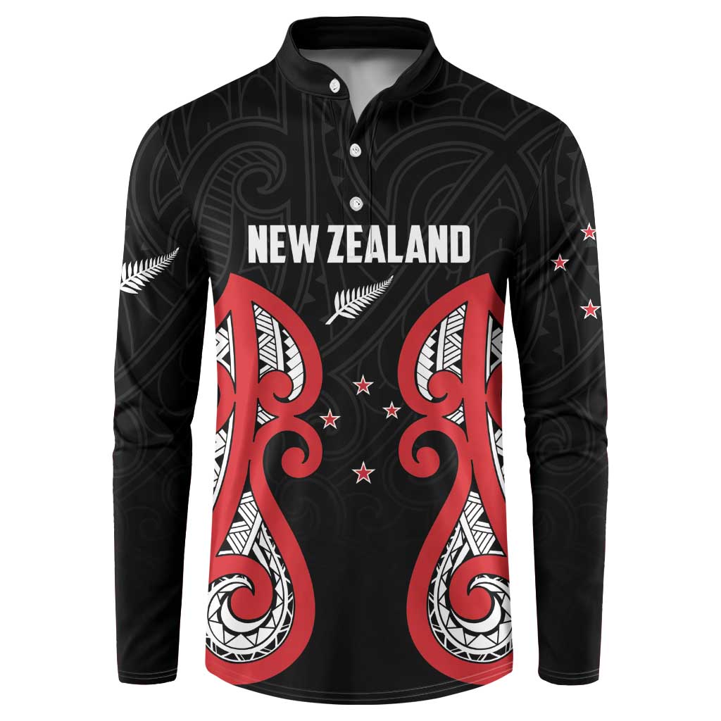 Custom Rugby New Zealand Button Sweatshirt Baby Black Go Champions