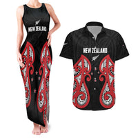 Custom Rugby New Zealand Couples Matching Tank Maxi Dress and Hawaiian Shirt Baby Black Go Champions