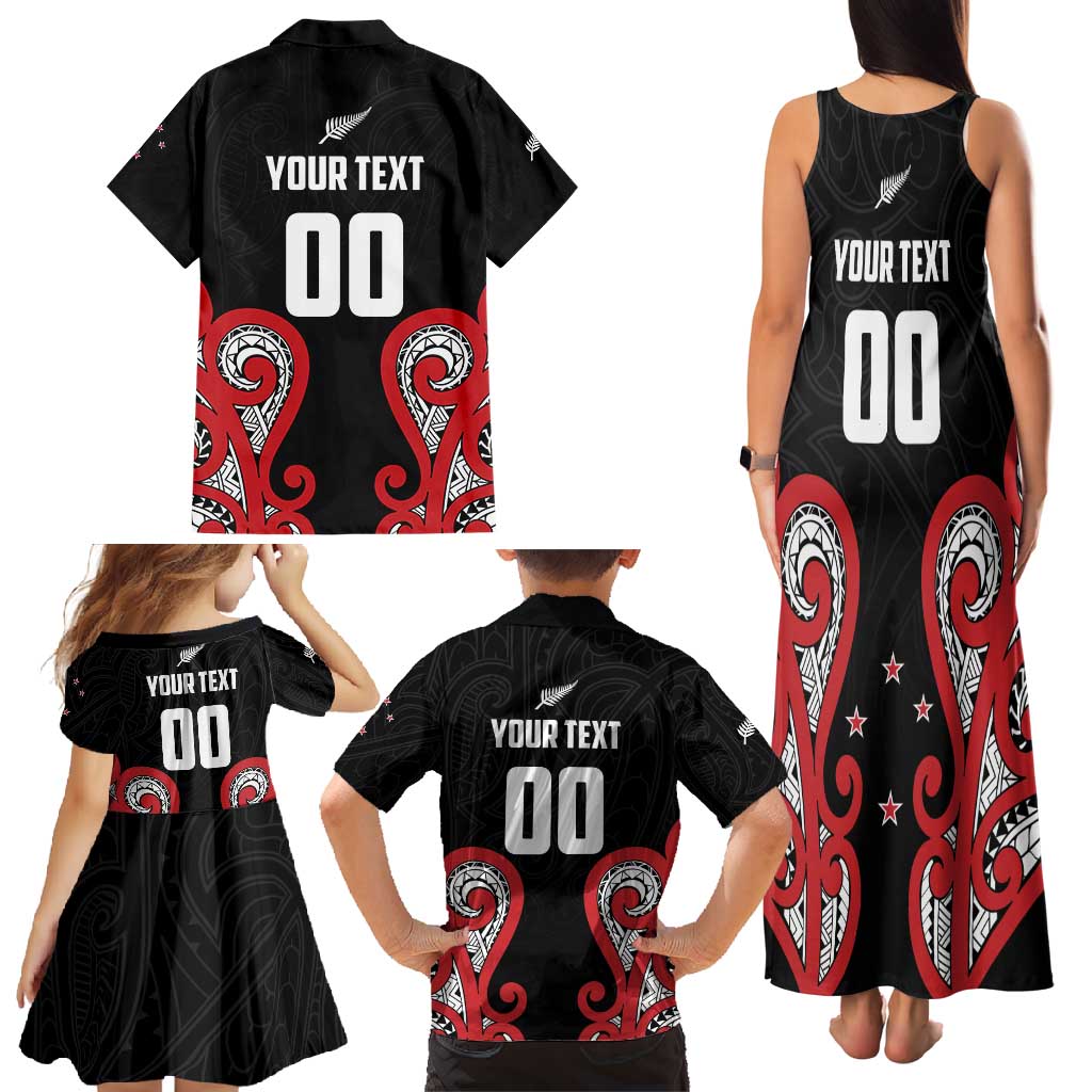 Custom Rugby New Zealand Family Matching Tank Maxi Dress and Hawaiian Shirt Baby Black Go Champions