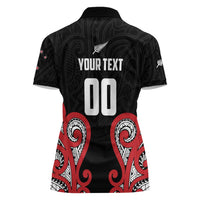 Custom Rugby New Zealand Women Polo Shirt Baby Black Go Champions