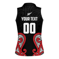 Custom Rugby New Zealand Women Sleeveless Polo Shirt Baby Black Go Champions