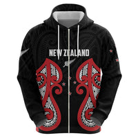 Custom Rugby New Zealand Zip Hoodie Baby Black Go Champions