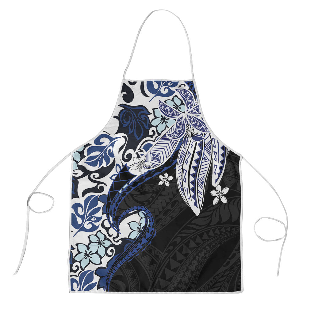 Monstera Plumeria Flowers Blue Apron Polynesian Pattern LT01 Blue - Polynesian Pride
