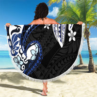 Monstera Plumeria Flowers Blue Beach Blanket Polynesian Pattern