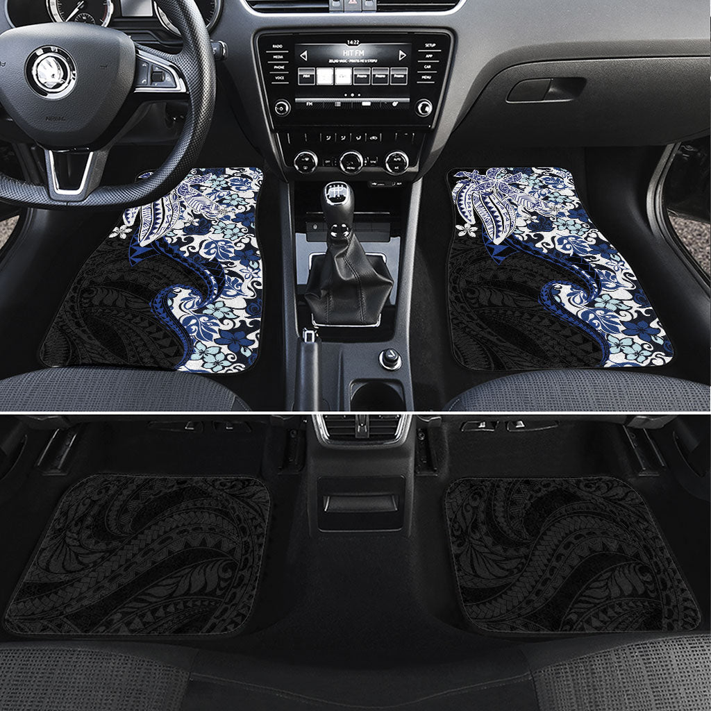 Monstera Plumeria Flowers Blue Car Mats Polynesian Pattern