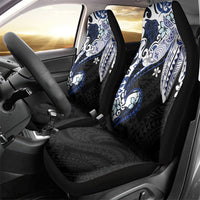 Monstera Plumeria Flowers Blue Car Seat Cover Polynesian Pattern