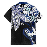 Monstera Plumeria Flowers Blue Family Matching Summer Maxi Dress and Hawaiian Shirt Polynesian Pattern