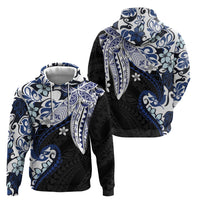 Monstera Plumeria Flowers Blue Hoodie Polynesian Pattern LT01 - Polynesian Pride
