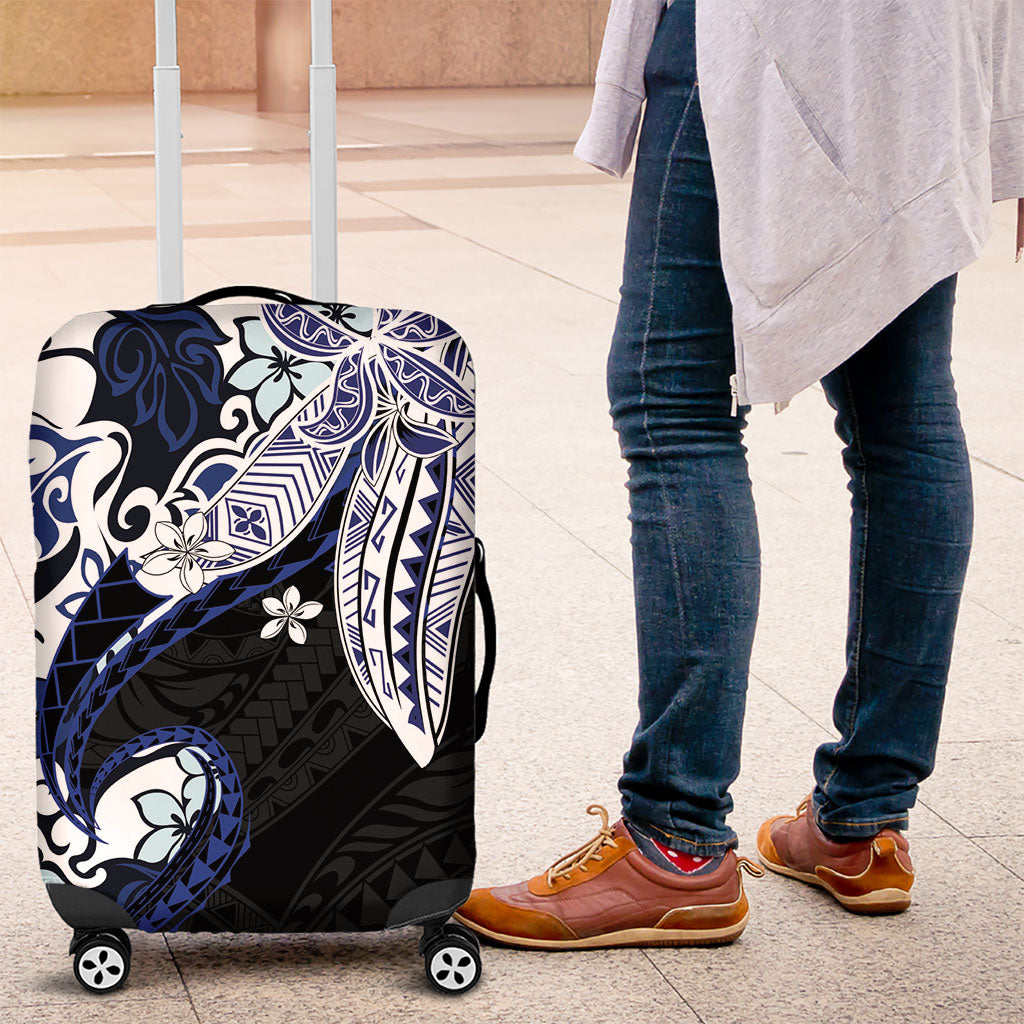Monstera Plumeria Flowers Blue Luggage Cover Polynesian Pattern LT01 Blue - Polynesian Pride