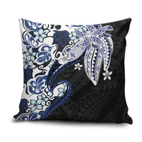 Monstera Plumeria Flowers Blue Pillow Cover Polynesian Pattern LT01 Blue - Polynesian Pride