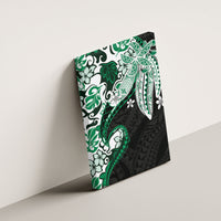 Monstera Plumeria Flowers Green Canvas Wall Art Polynesian Pattern