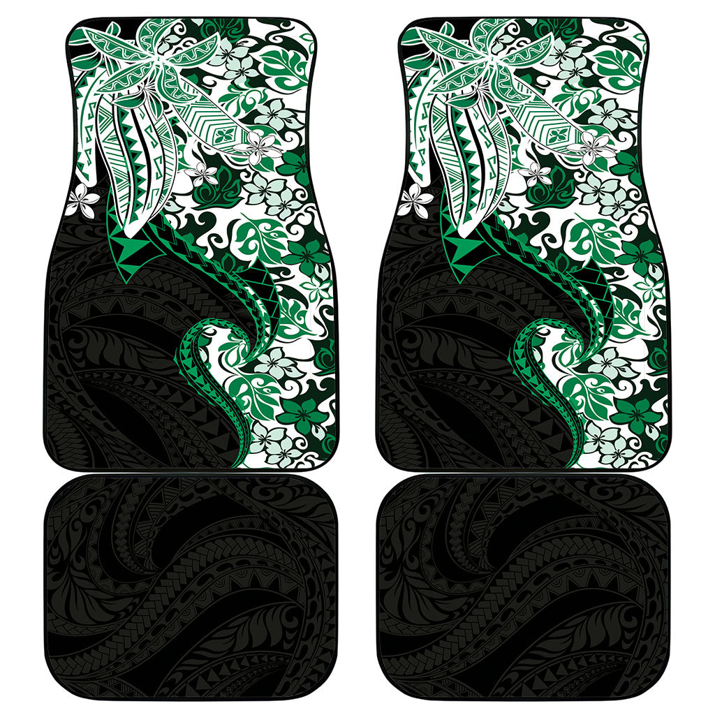 Monstera Plumeria Flowers Green Car Mats Polynesian Pattern LT01 - Polynesian Pride