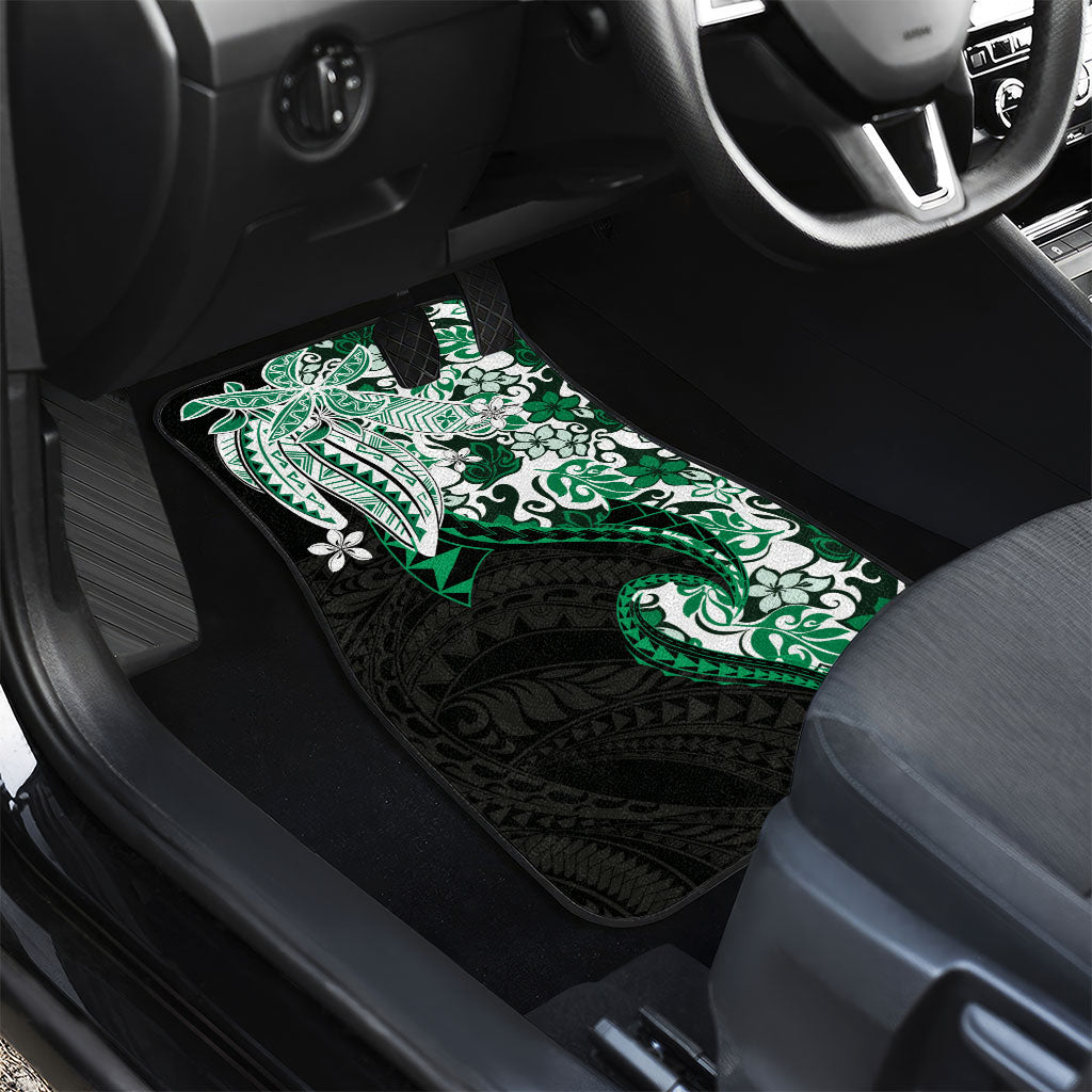 Monstera Plumeria Flowers Green Car Mats Polynesian Pattern LT01 - Polynesian Pride