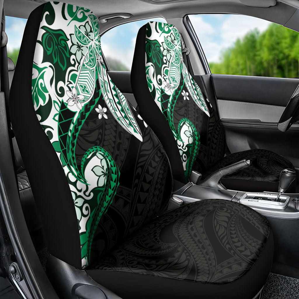 Monstera Plumeria Flowers Green Car Seat Cover Polynesian Pattern LT01 - Polynesian Pride
