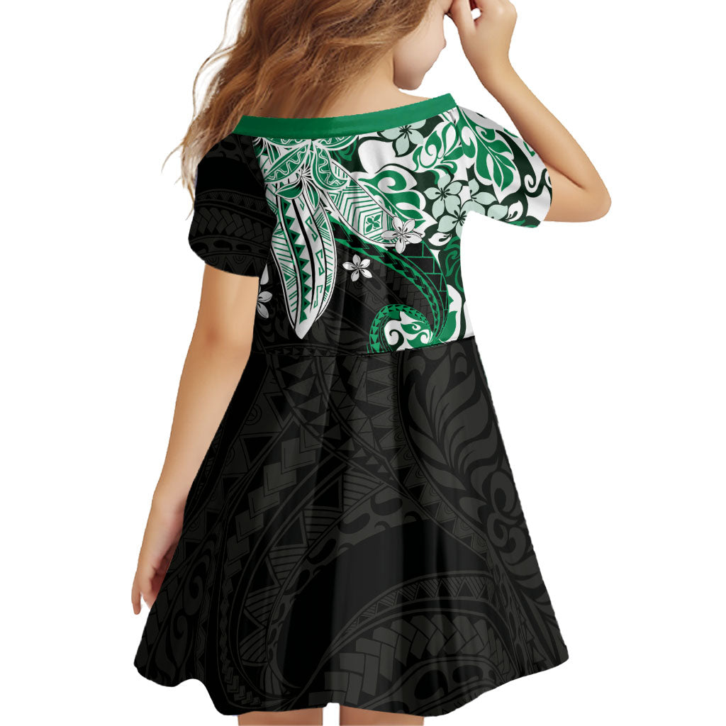 Monstera Plumeria Flowers Green Family Matching Mermaid Dress and Hawaiian Shirt Polynesian Pattern
