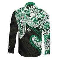 Monstera Plumeria Flowers Green Family Matching Puletasi and Hawaiian Shirt Polynesian Pattern LT01 - Polynesian Pride