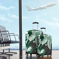 Monstera Plumeria Flowers Green Luggage Cover Polynesian Pattern